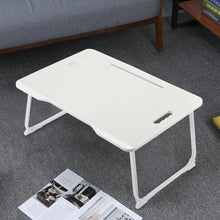 Load image into Gallery viewer, Folding Laptop Bed Desk With Cup Holder Multifunctional Dormitory Bedroom Bed Desk With Drawer Portable Desk