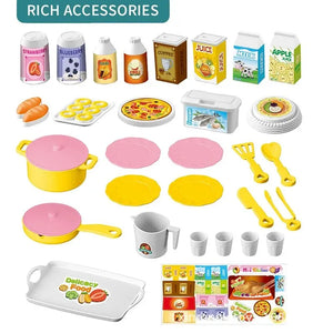 Mini Kitchen Play Set - Simulation Cooking Toy with Tableware, Pretend Play House Toy