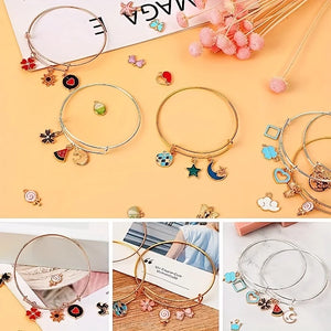 Craft Jewelry Making Lot: Adjustable Silver Bracelets & Hidden Pendants - DIY Supplies