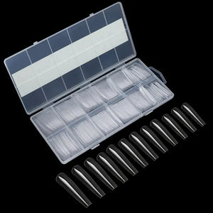 240Pcs Extra Long Clear False Nail Tips for Gel Acrylic Press On Nails DIY Kit