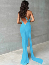 Load image into Gallery viewer, Hugcitar One Shoulder Backless Adjustable Scarf Loop Ruched Sexy Maxi Dress Women Elegant Y2K Streetwear Festival Outfit