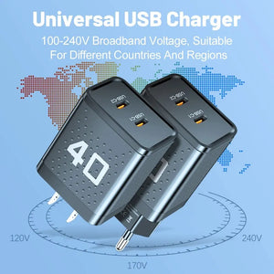 Total PD 40W USB C Fast Charger for iPhone 14 15 Xiaomi Samsung Huawei QC 3.0