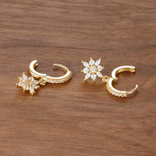 Load image into Gallery viewer, Luxury Stainless Steel Star Dangle Earrings For Women Sparkling Zircons Geometric Ear Piercing Earring Fashion Jewelry aretes