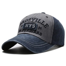 Load image into Gallery viewer, Four Seasons Men Baseball Cap Casual Distressed Washed Cotton Letter Embroidered Cap Bent Brim Dome Casual Sun Protection Hat