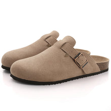 Load image into Gallery viewer, Comwarm Fashion Women's Suede Mules Slippers Men Clogs Cork Insole Sandals With Arch Support Outdoor Beach Slides Home Shoes