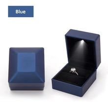 Load image into Gallery viewer, 1 Pcs LED Jewelry Ring Box Luxury Velvet Rubber Necklace Pendant Gifts Display With Light For Proposal Engagement Wedding Case