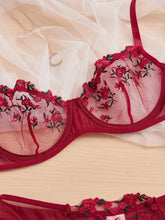 Load image into Gallery viewer, Sexy Lace Embroidery Floral Lingerie Set Transparent Underwear Bra S-4XL