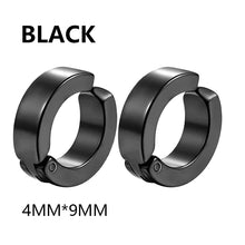 Load image into Gallery viewer, 2 Pcs Classic Korean Punk Stainless Steel Ear Clip Earrings for Men Women Black No Pierced Fake Ear Circle New Pop Jewelry