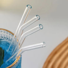 Load image into Gallery viewer, 1 Set Heat-Resistant Glass Straws (5pcs) with Brush – Reusable for Smoothies, Tea, Juice