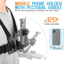 Load image into Gallery viewer, Adjustable Phone Clip Holder with Chest Strap for Sport Camera Mobile Phone Black