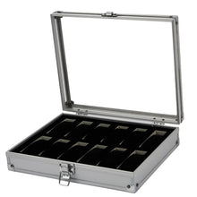 Load image into Gallery viewer, Useful Aluminium Watches Box 12 Grid Slots Jewelry Watches Display Storage Box Square Case Suede Inside Rectangle Watch Holder
