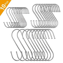 Load image into Gallery viewer, 10pcs Stainless Steel S Shaped Hook Kitchen Bathroom Clothing Hooks Multi-functional Metal Hanging Hook