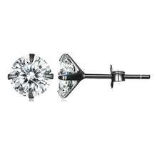 Load image into Gallery viewer, Bamoer CZ Stud Earrings 925 Sterling Silver Platinum Plated Round Cubic Zirconia Hypoallergenic Barbell Earrings 4-7mm