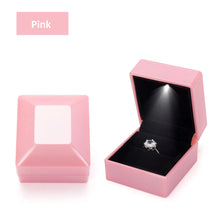 Load image into Gallery viewer, 1 Pcs LED Jewelry Ring Box Luxury Velvet Rubber Necklace Pendant Gifts Display With Light For Proposal Engagement Wedding Case