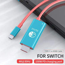 Load image into Gallery viewer, Type C to HDMI Cable for Nintendo Switch 4K 1080P PD Charging Laptop Tablet Mobile