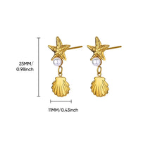 Load image into Gallery viewer, Vintage Summer Starfish Stainless Steel Stud Earrings For Women Simple Star Shell Earrings Stud Ocean Party Jewelry Gift 2025