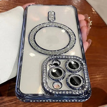 Load image into Gallery viewer, New Fashion Glitter Diamond Transparent Case For iPhone 16 15 14 13 17 12 Pro Max 16 Plus Magnetic Wireless Charge Bumper Cover
