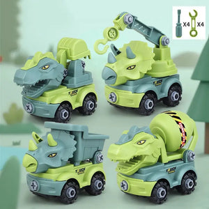 Transport Vehicles Excavators Dinosaurs Construction Toys Detachable Self Loading Set