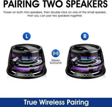 Load image into Gallery viewer, Mini Travel Stereo Speaker Outdoor Magnetic Bluetooth Speaker Wireless Portable with RGB Color Light and Phone Holder for IOS