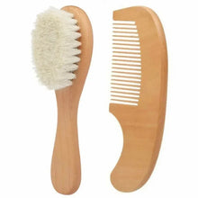 Load image into Gallery viewer, 1/2 Pieces of Baby Natural Wool Wood Brush Comb Set Newborn Comb Head Massager Shower Brush Comb Baby Shower Gift
