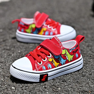 Kids Cartoon Dinosaur Canvas Shoes Boys Girls Casual Trainers