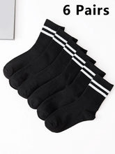 Load image into Gallery viewer, 6 Pairs Men&#39;s High Tube Mid-Length Socks Set Solid Black White Athletic Sweat Absorb