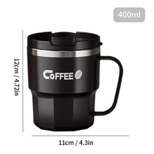 Load image into Gallery viewer, WORTHBUY Coffee Mug With Lid&amp;Handle 304 Stainless Steel Tea Milk Coffee Cup Double Wall Insulated Anti Scalding Drinking Cup