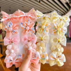 10Pcs Cute Bows Baby Hairclips - Lace Flower Hairpins - Girls Hairdresses - Baby BB Clips