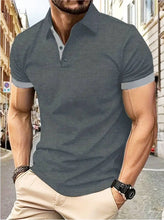 Load image into Gallery viewer, Men's short sleeve color matching fashion with men's lapel short sleeve