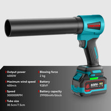Load image into Gallery viewer, ONEVAN 400M/S 4000W High Power Brushless Turbo Blower Fan Electric Air Blower Jet Fan Snow Leaf Dust Tool For Makita Battery Pin
