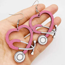 Load image into Gallery viewer, Medical Stethoscope Wooden Earrings Nurse Day Doctor Jewelry Accessories