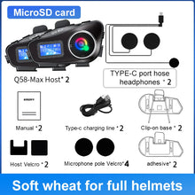 Load image into Gallery viewer, Q58 Max Motorcycle Intercom Headset Helmet Waterproof 300M BT Wireless intercommunicator For2 Riders Music Share With Flashlight