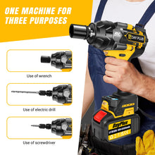 Load image into Gallery viewer, DayPlus 3 IN 1 Cordless Impact Wrench Electric Drill Impact Wrench,1500Nm Brushless Impact Gun 1/2"Driver Car Tyre Wheel,3 Speed