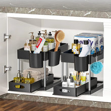 Load image into Gallery viewer, 2-Tier Under Sink Organizer: Sliding Basket Rack for Bathroom and Kitchen