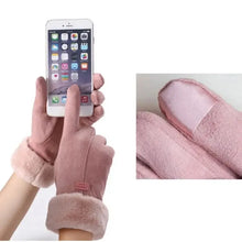 Load image into Gallery viewer, Cute Furry Winter Gloves for Women - Warm Full Finger Mittens for Outdoor Sport