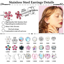 Load image into Gallery viewer, 2PCS/Set Stainless Steel Heart Moon Earbone Stud Screw Ball Stud Earrings for Women Fashion Ear Tragus Cartilage Body Piercing