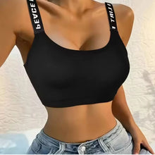 Load image into Gallery viewer, Sports underwear Women Yoga Fitness Seamless Crop Top Wide Letter Straps Comfortable Workout Activewear