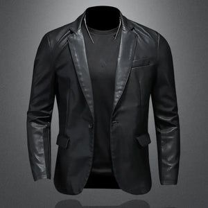 New Men's Slim Fit Moto Biker Jacket - Leather Suede Motorcycle Coat, Turn Down Collar