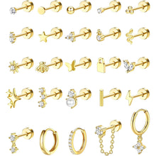 Load image into Gallery viewer, Bobisty 1pc Earrings Surgical Stainless Steel Earrings for Women Dainty Flat Back Earring Stud Hoop Cartilage for Sensitive Ears