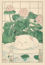 Load image into Gallery viewer, Japanese Tabby Cat in Bathtub Poster Prints Canvas Painting Retro Aesthetic Wall Art Picture Japandi Bathroom Toilet Home Decor