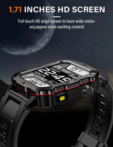 Outdoor Military Smartwatch – Bluetooth Calling, 1.73” LED Display, Sports & Fitness Watch