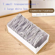 Load image into Gallery viewer, The transparent plastic Data Cable Storage Box household cable MobilePhone Charger Charging Cable Finishing Box Divided Grid Box