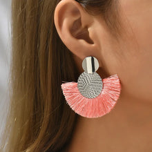 Load image into Gallery viewer, Fashion Bohemian Big Tassel Dangle White Fringe Female Earrings Drop Earrings for Women Statement Wedding Jewelry