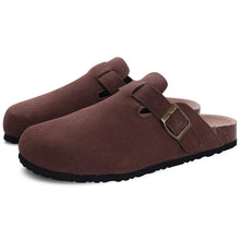 Load image into Gallery viewer, Comwarm Fashion Women's Suede Mules Slippers Men Clogs Cork Insole Sandals With Arch Support Outdoor Beach Slides Home Shoes