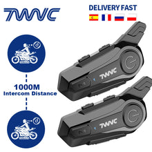 Load image into Gallery viewer, 1/2 X1 Bluetooth Motorcycle Helmet Intercom Headset For 2 Rider 1000M intercomunicador Moto Interphone Wireless Handsfree Call