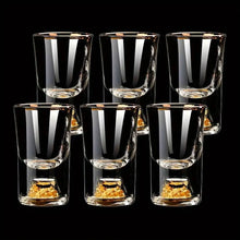 Load image into Gallery viewer, 6Pcs 0.5Oz/15ml Premium Shot Glass Cups With Gold Leaf Detailing - Elegant Liquor Glasses Set, Perfect For Cocktails