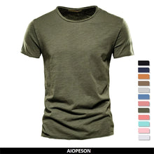 Load image into Gallery viewer, 100% Cotton Men T-shirt Casual Soft Fitness Summer Thin T-shirts Men's Home Clothes O-Neck Short Sleeve Soild T Shirt for Men