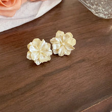 Load image into Gallery viewer, Acrylic White Camellia Flowers Stud Earrings for Women Fashion Temperament Fairycore Earring Party Wedding Jewelry Wholesale