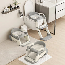 Load image into Gallery viewer, Kids Potty Training Seat With Steps, 3 In 1 Toddler Toilet Ladder Seat, Soft Mat Non-slip Splash Guard Toilet Seat (Grey)