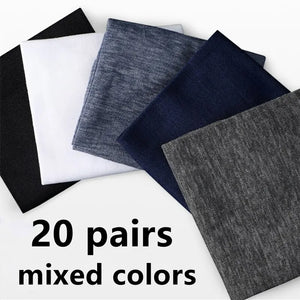 20 Pairs Men's Summer Thin Silk Business Socks Breathable Black Long Mid-Calf